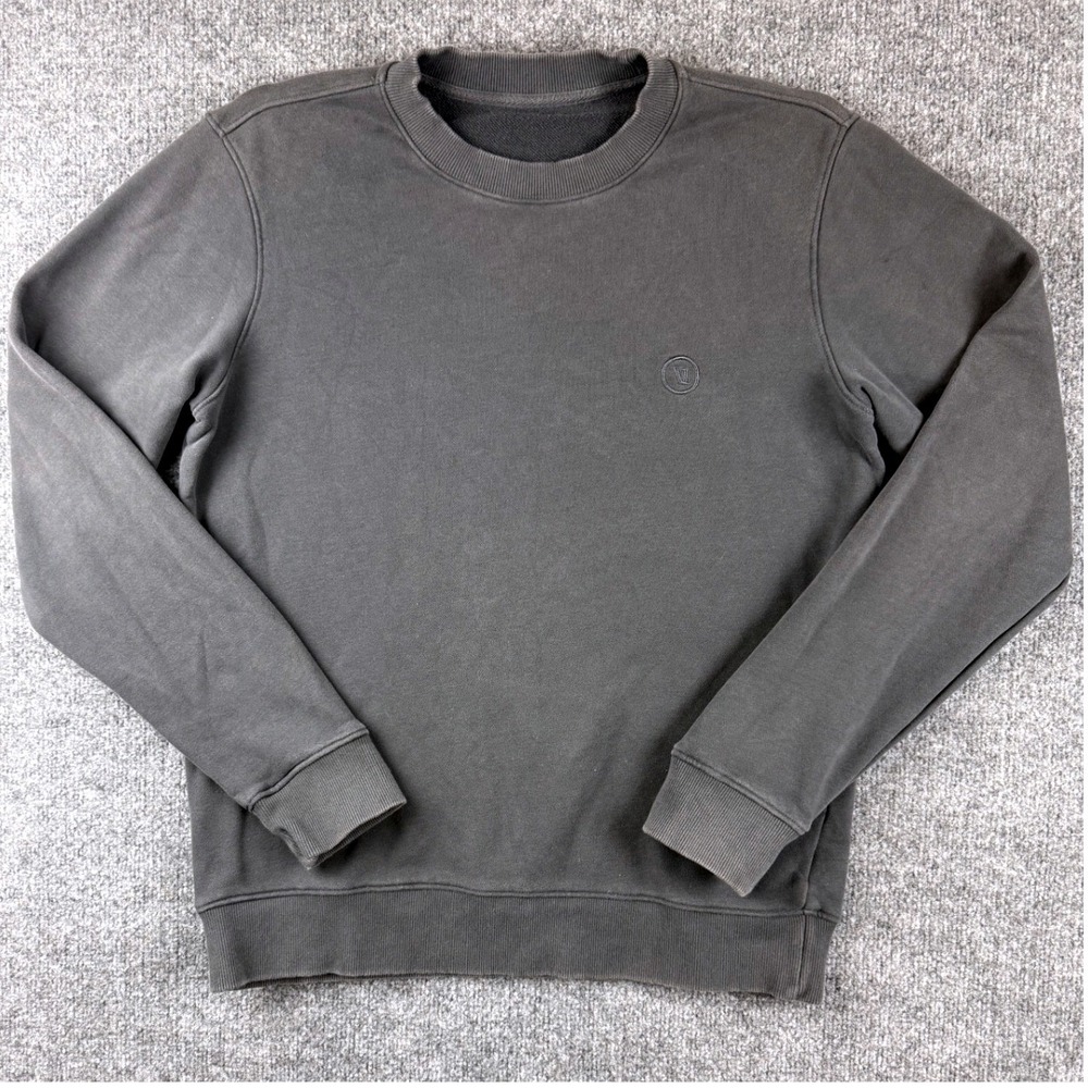 Vuori Mens Ponto Performance Crewneck Sweatshirt Dark Gray Logo Pullover Small